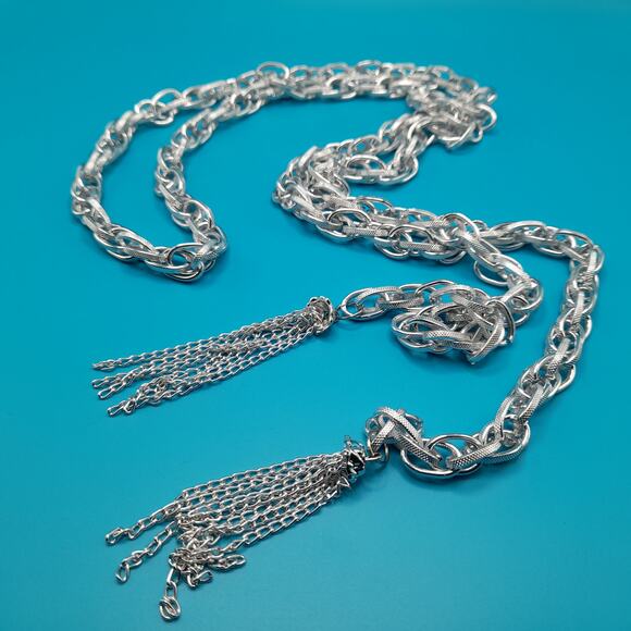 Vintage Long Lariat Tassel Necklace or Belt, Eloxal Jewelry - Picture 8 of 10